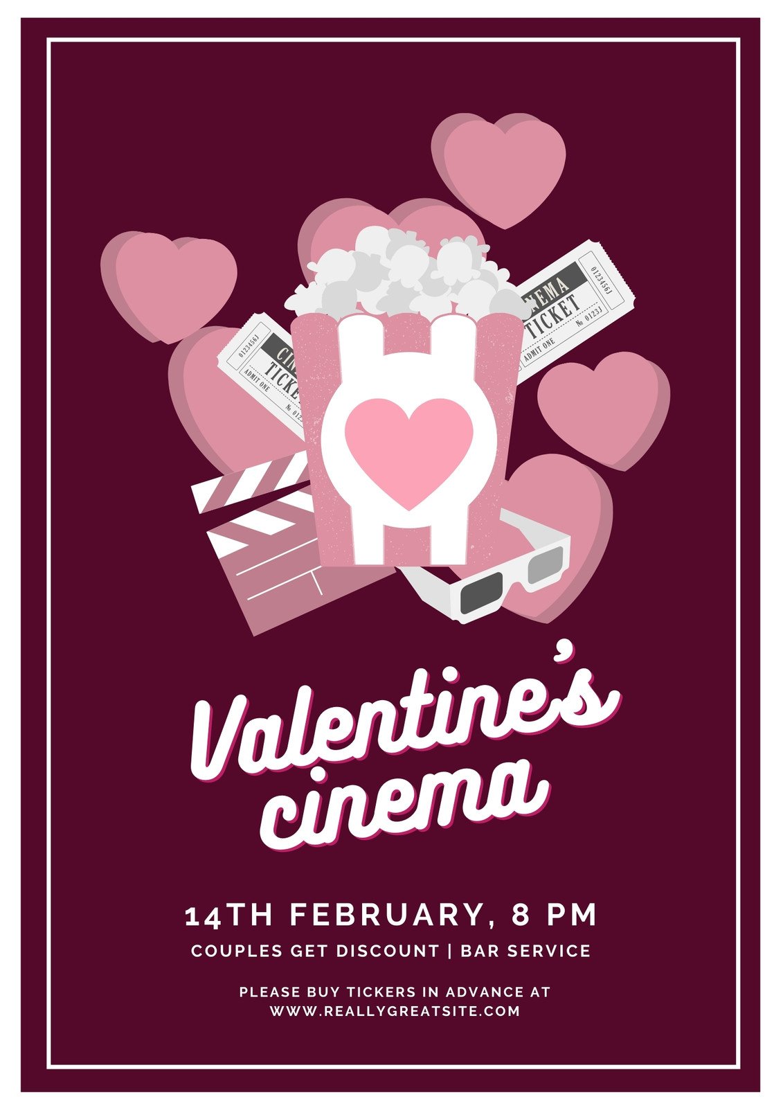 Pink Cute Minimal Valentine's Day Cinema Poster