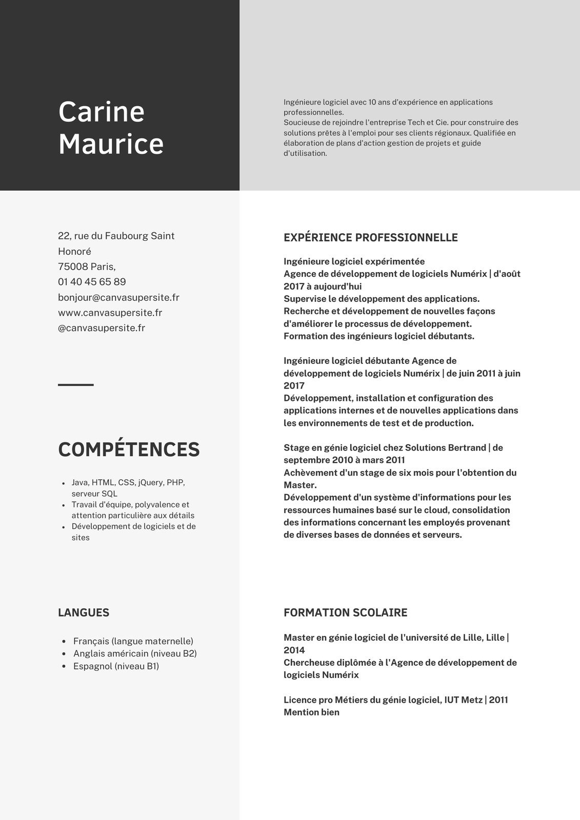 100 mod les de CV avec photo personnalisables gratuits Canva