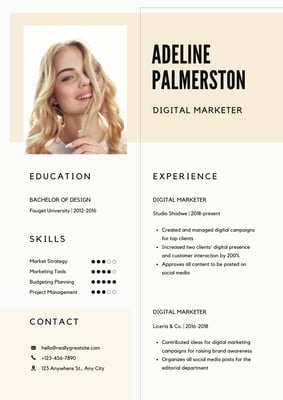 Free, printable, customizable photo resume templates | Canva