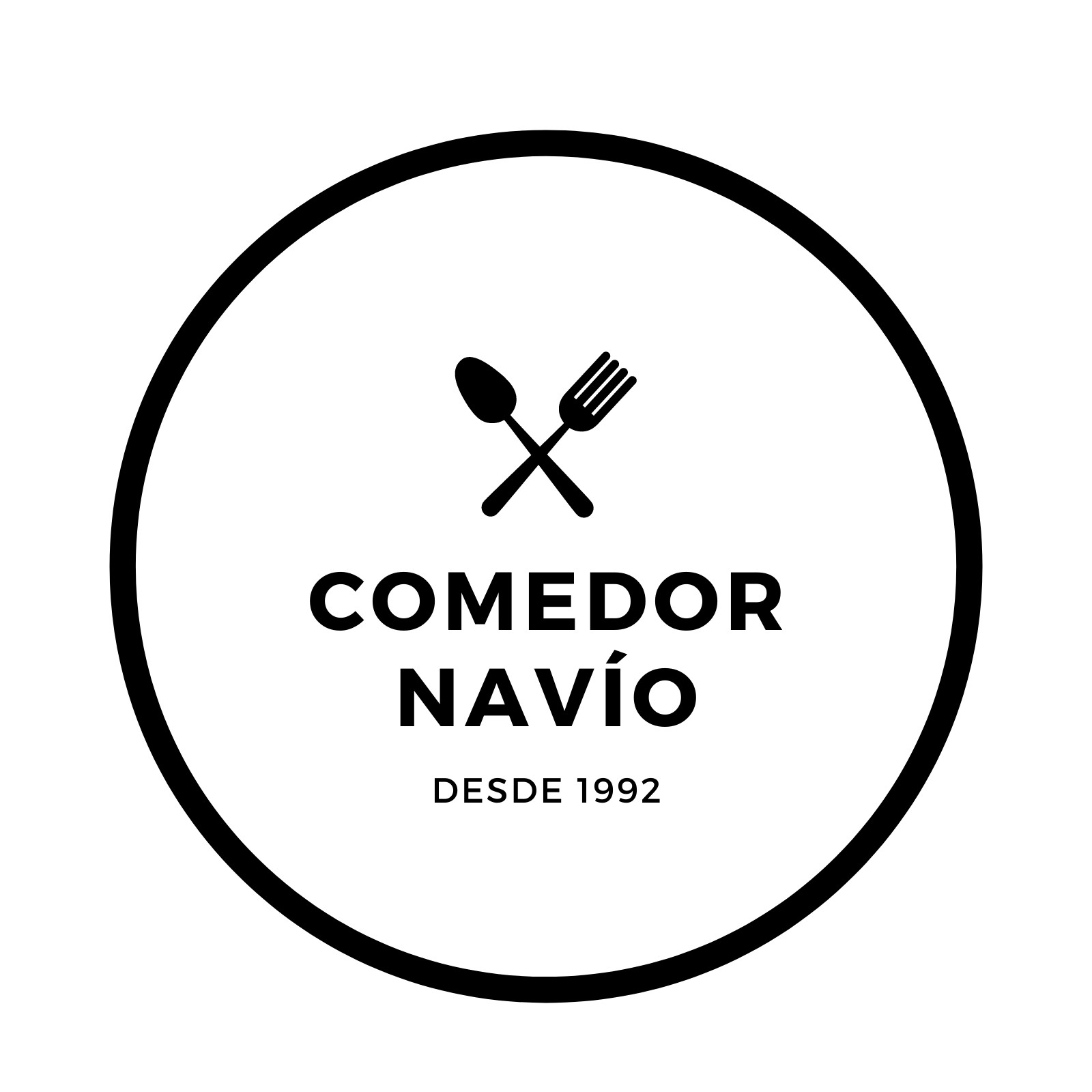 Negro Círculo con Cubiertos Restaurante Logo