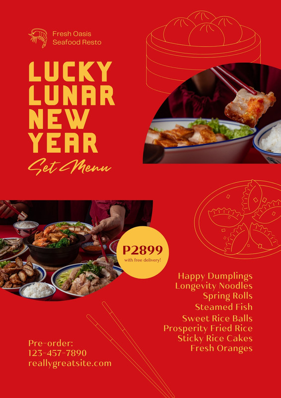 Free Lunar New Year menu templates to edit and print Canva