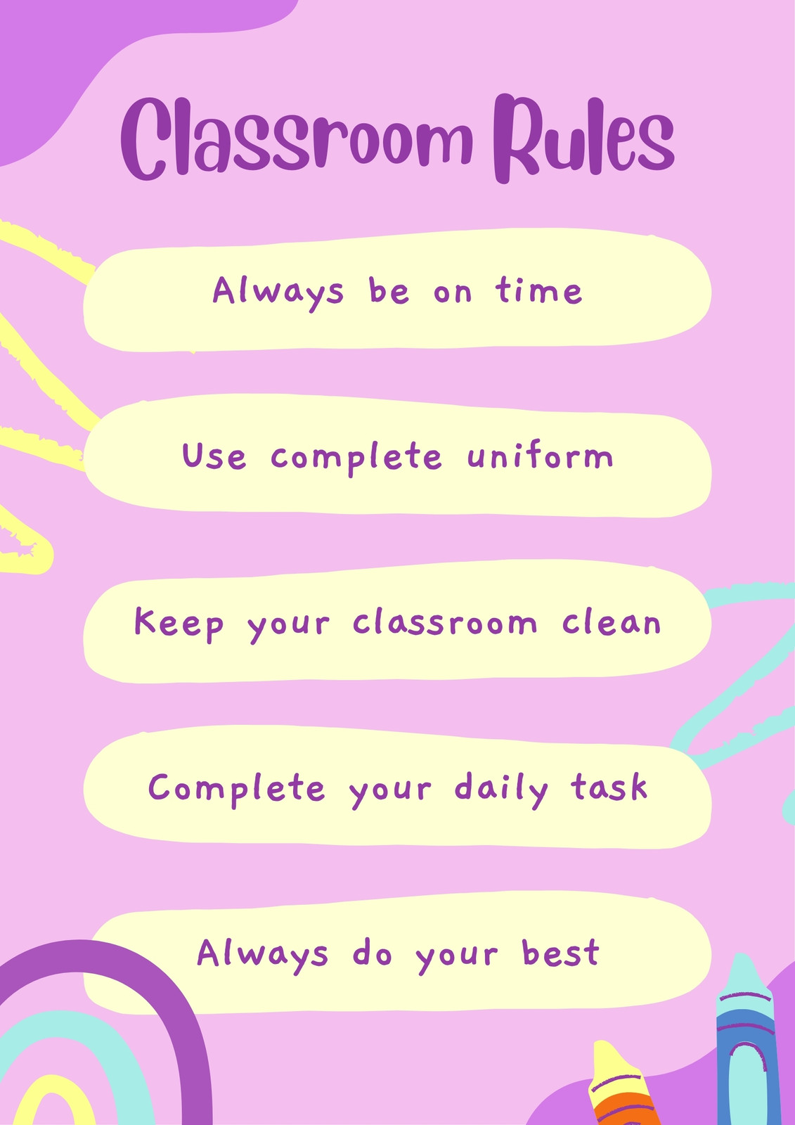 school rules poster templates