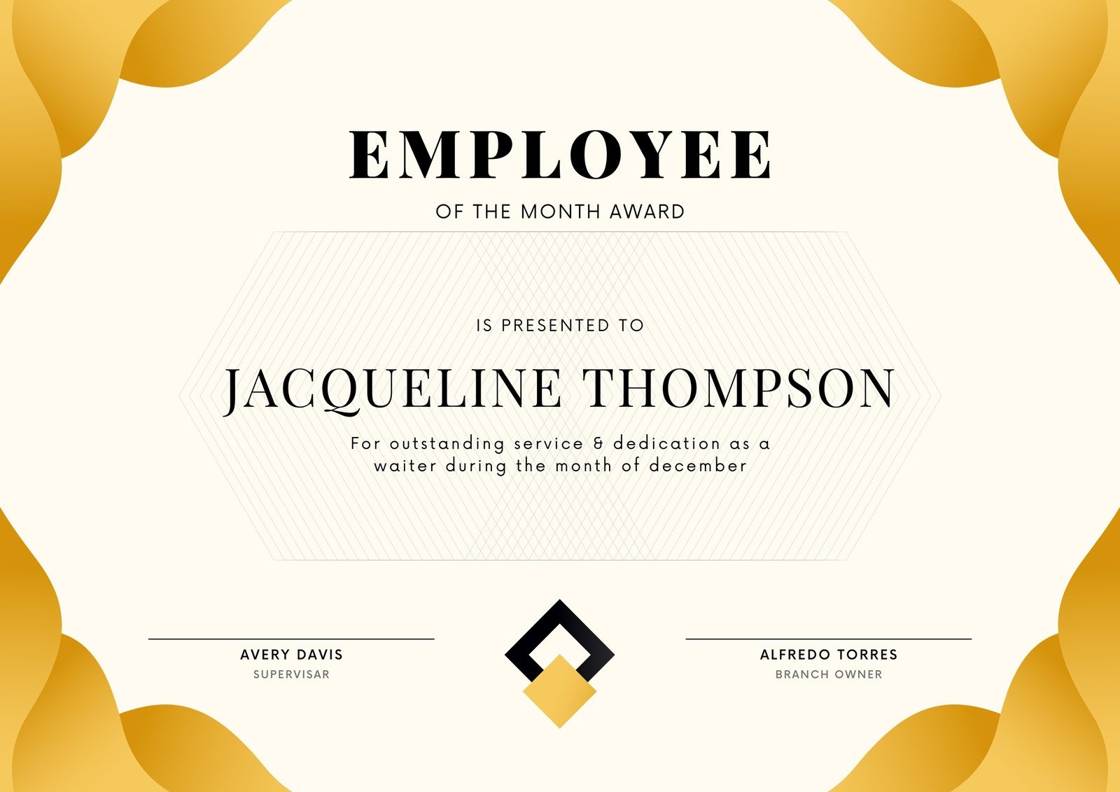 Free printable employee of the month certificate templates  Canva