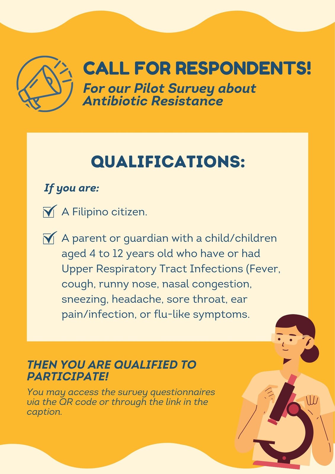 Blue & Yellow Minimalist Science Research Survey Questionnaire Announcement Poster 