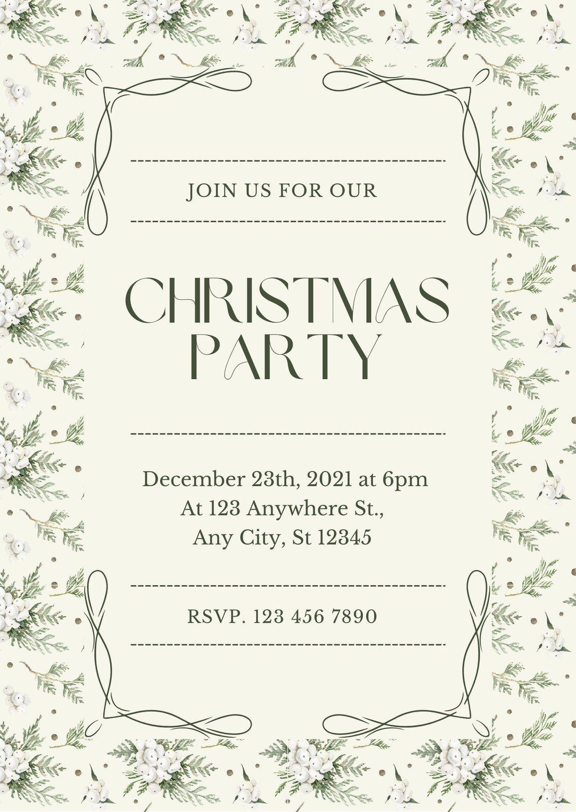 Floral Watercolor Christmas Party Invitation