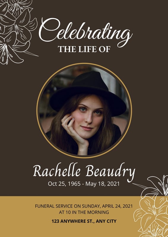 Page 4 - Free printable, customizable funeral program templates | Canva