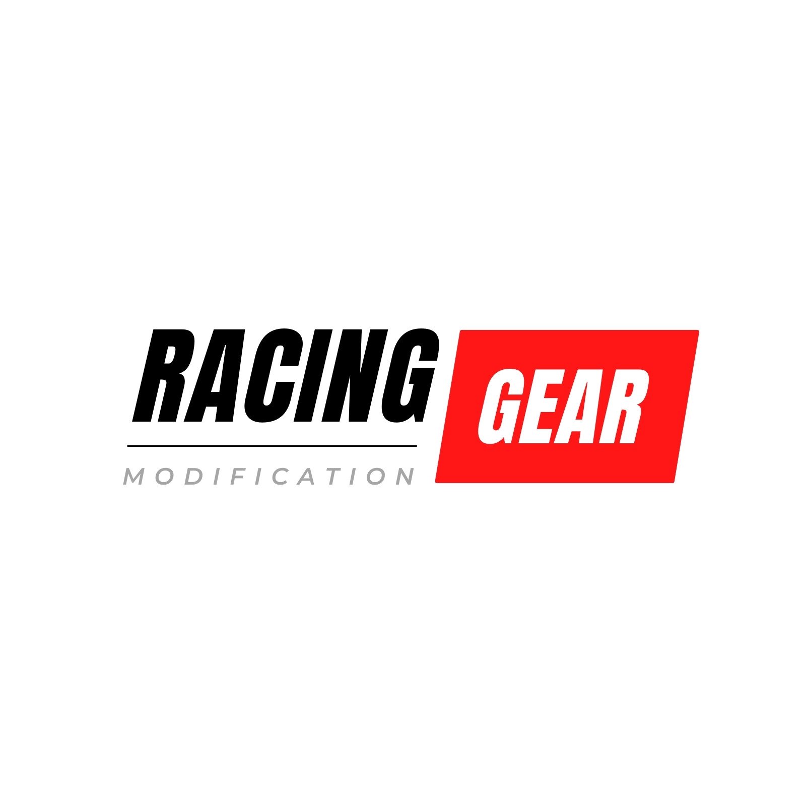Black Red Bold Minimalist Racing Gear Logo