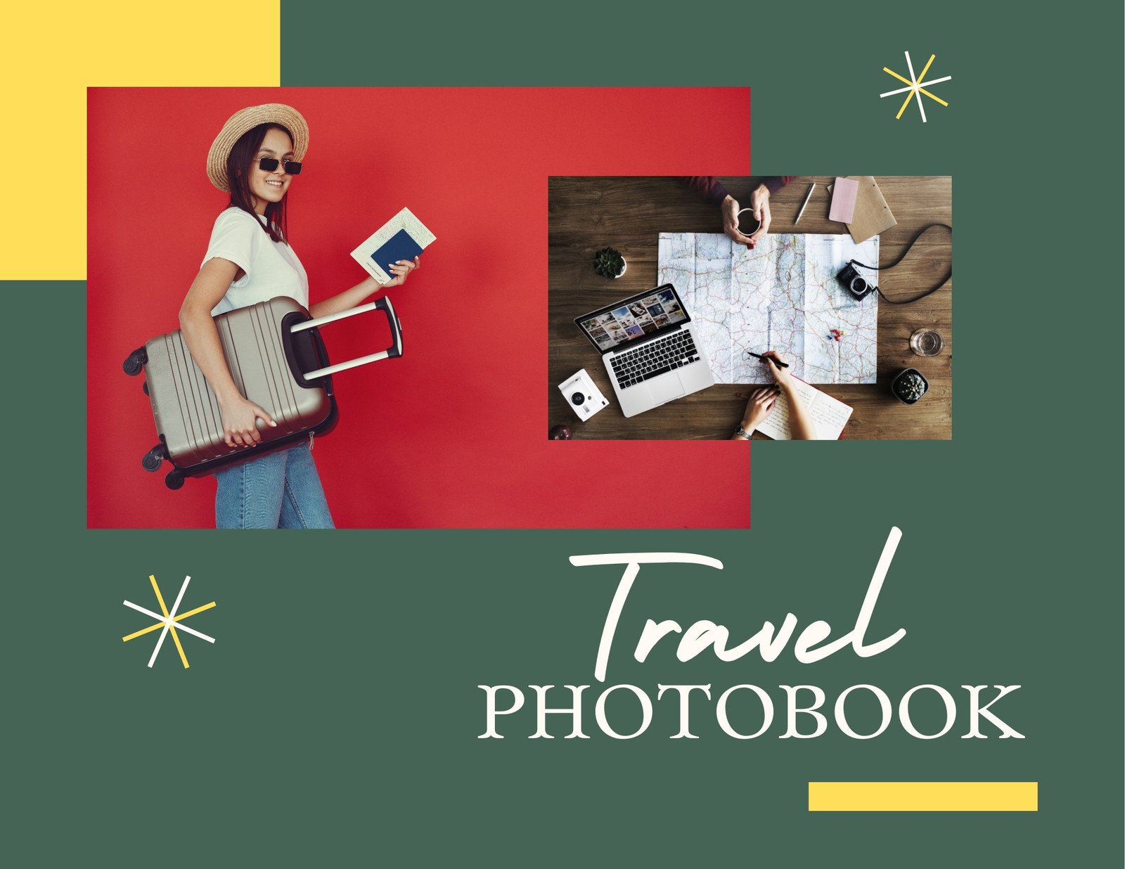 Modern Travel Photo Book Template, Photo Album Template, Editable Photo Book,  Customizable Square Photobook, Photo Album for Travel, Canva 
