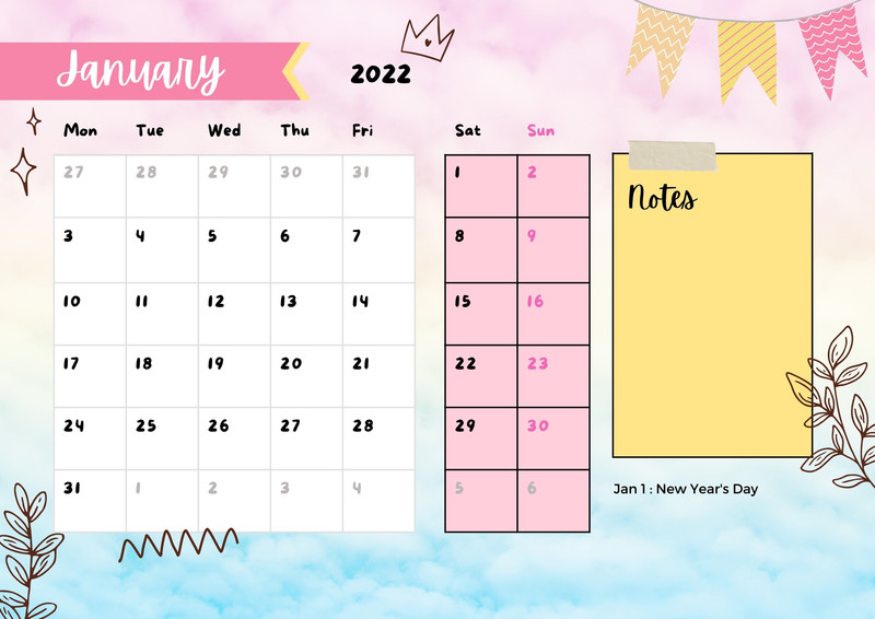 Page 2 - Free printable wall calendar templates to customize | Canva