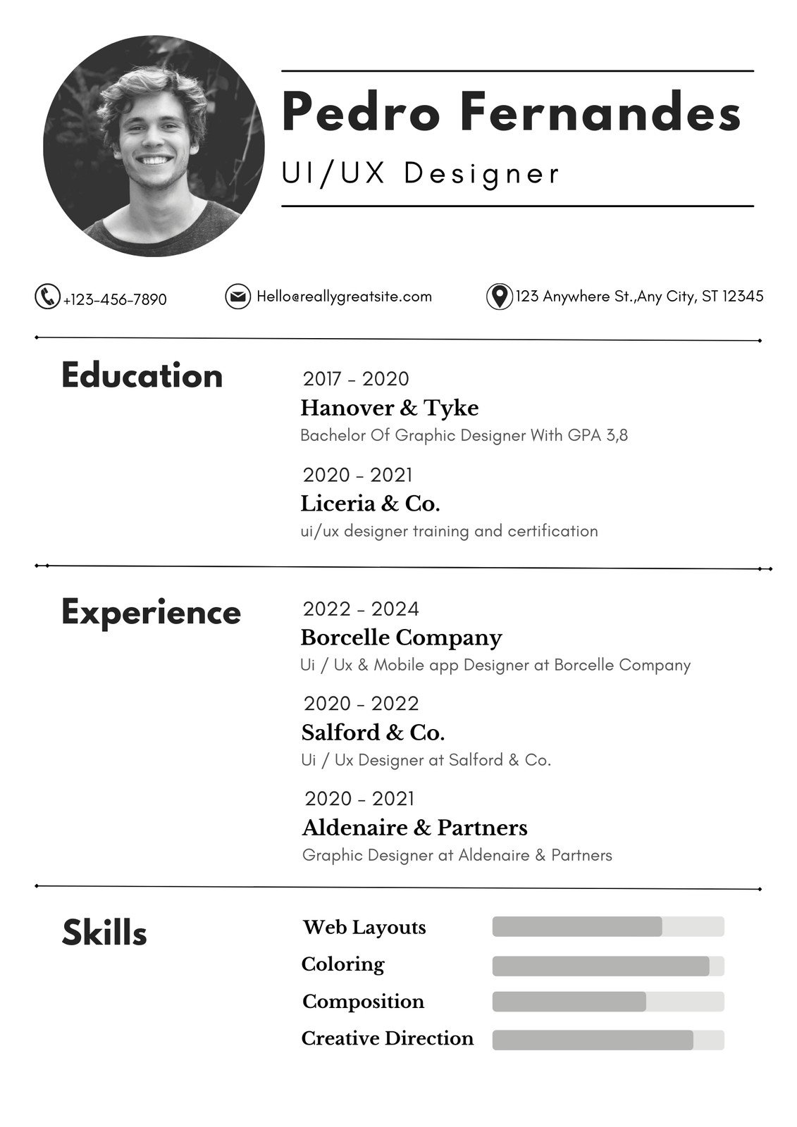 UI/UX Designer Minimalist Black and White Simple Resume