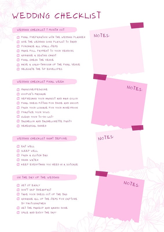 Free wedding checklist templates to edit and print | Canva