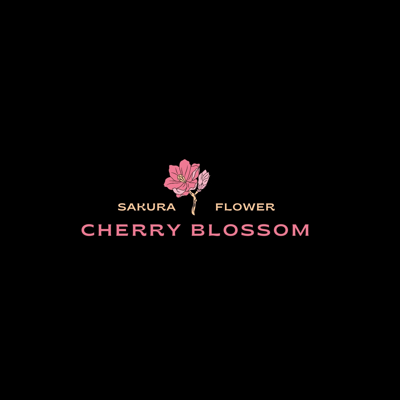 Cherry Blossom Frame Vector Art PNG, Pink Cherry Blossom Monogram