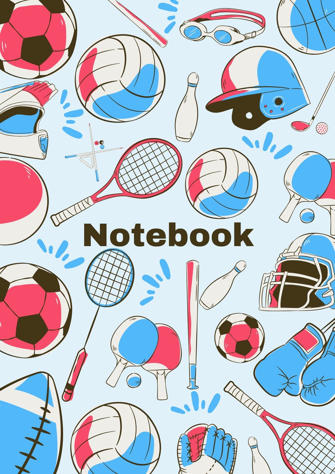 Blue and Red Cute Sport Notebook Cover A4 Document