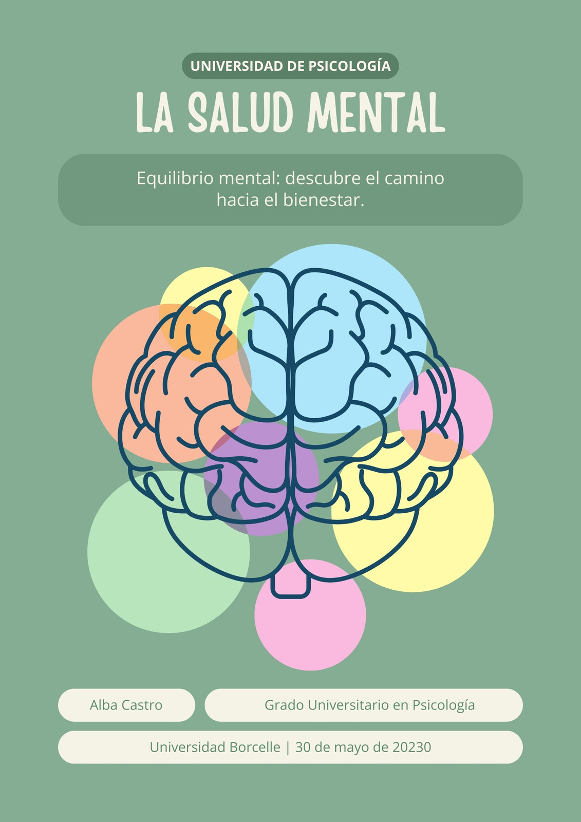 Documento A4 Portada Salud Mental Ilustrado Verde