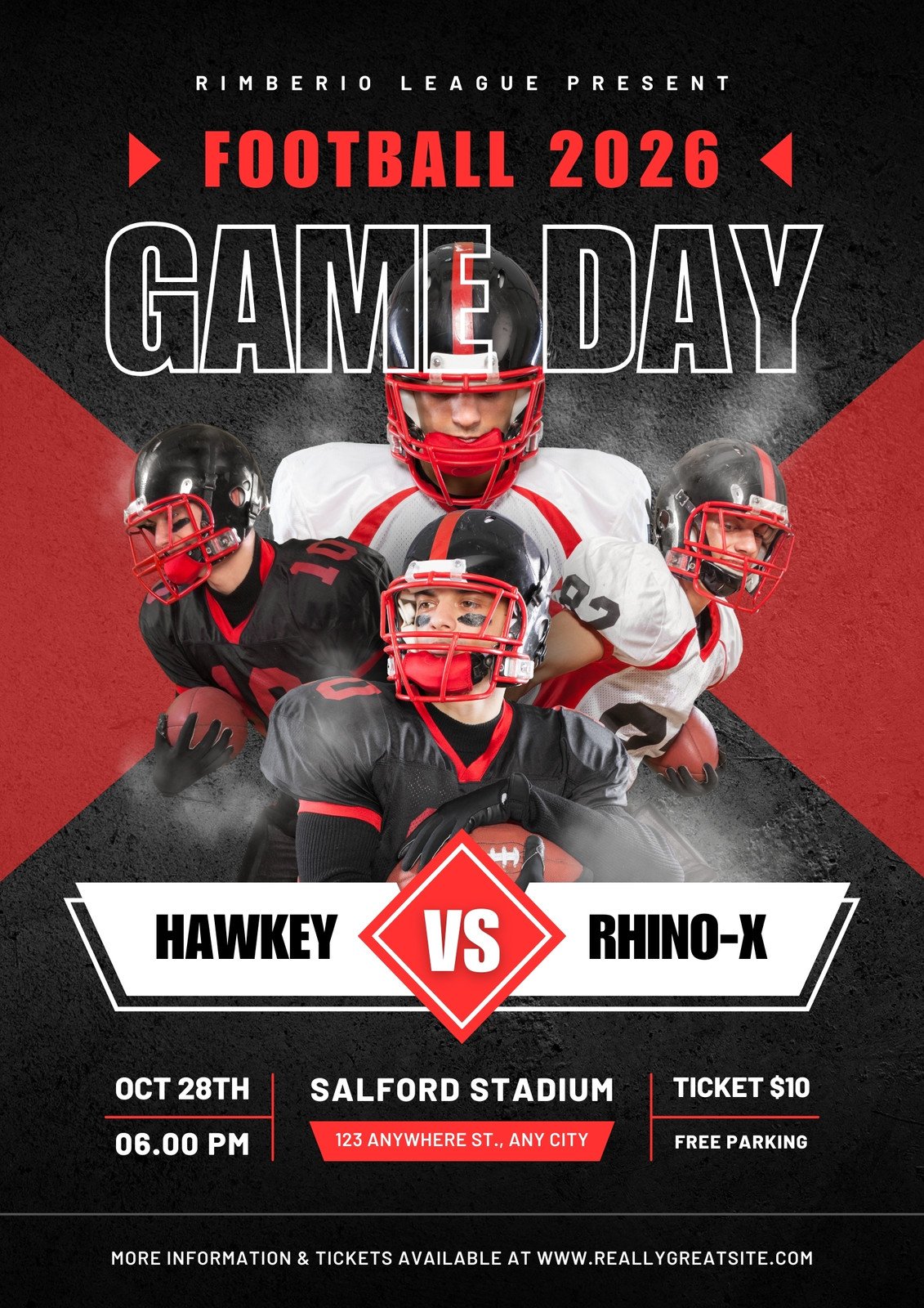 Red and Black Football Game Sport Flyer 