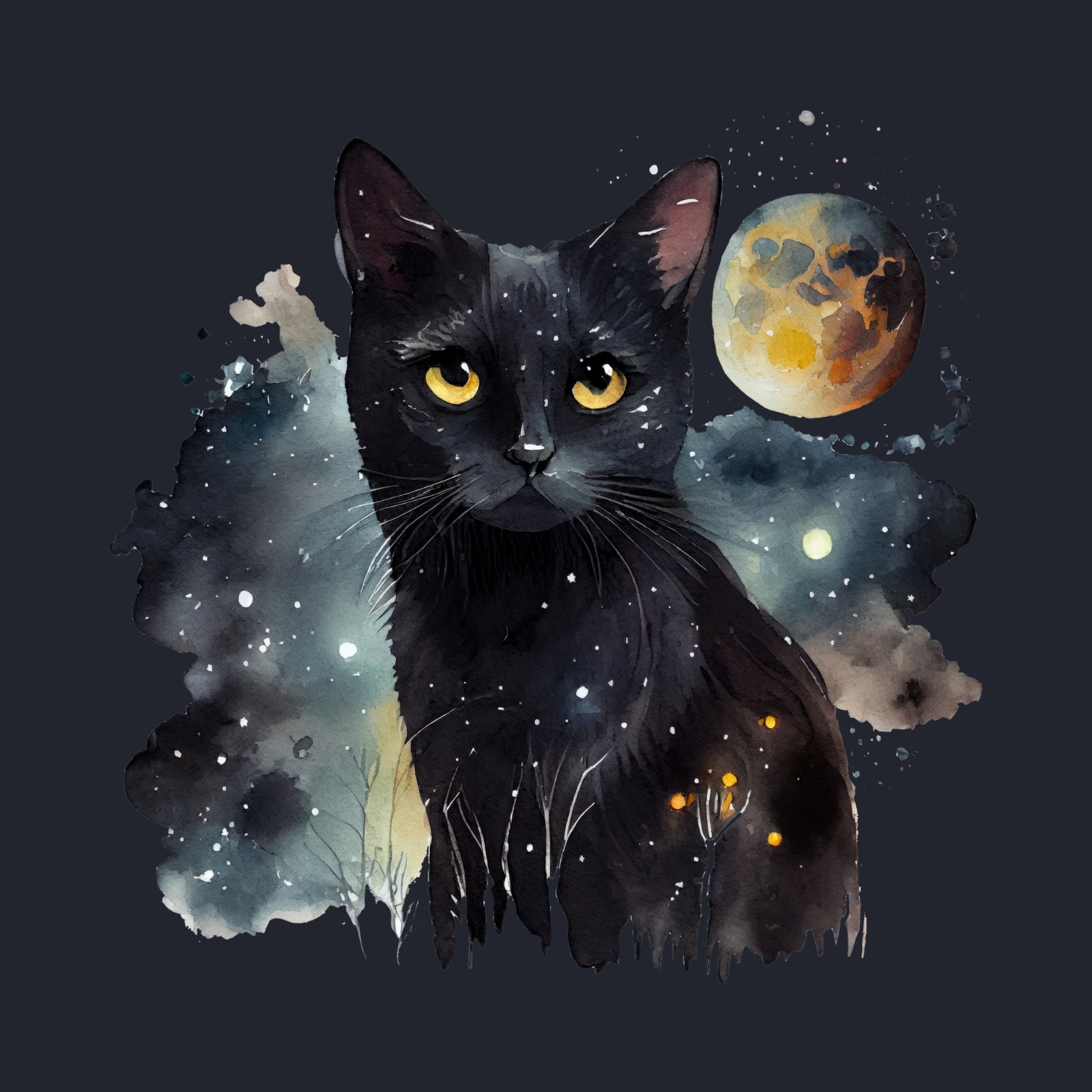 Black Watercolor Cat Avatar