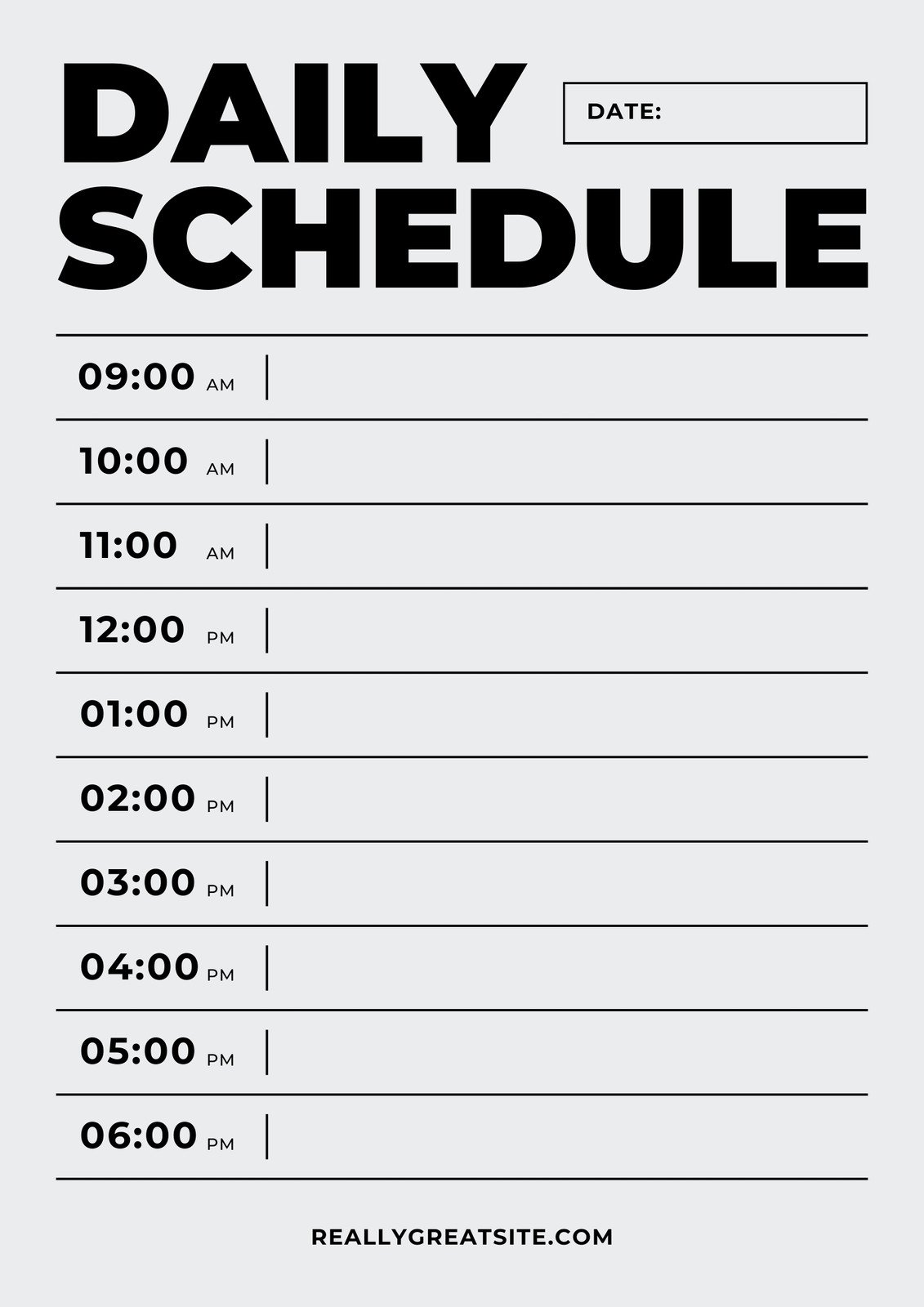 White Simple Bold Daily Schedule Planner