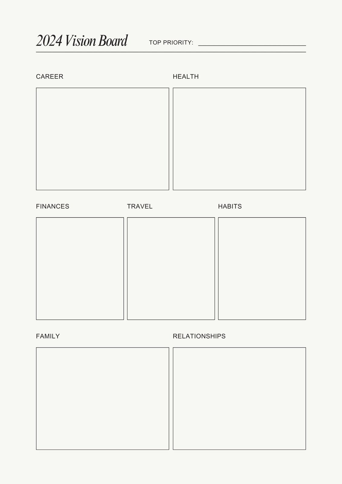 26 Vision Board Templates [Free & Printable for 2024]  Free vision board  template, Vision board template, Vision board examples