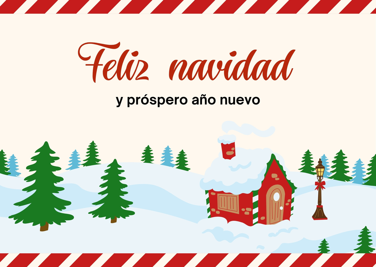 Postal De Navidad Ilustrado Rojo Verde