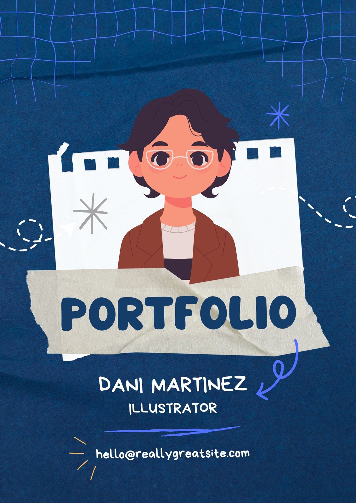 Blue White Illustrative Profile Work Portfolio Cover