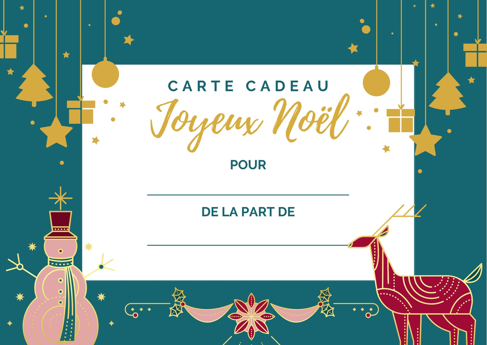  Carte cadeau  - Imprimer - Logo Noël doré "2":  Gift Cards