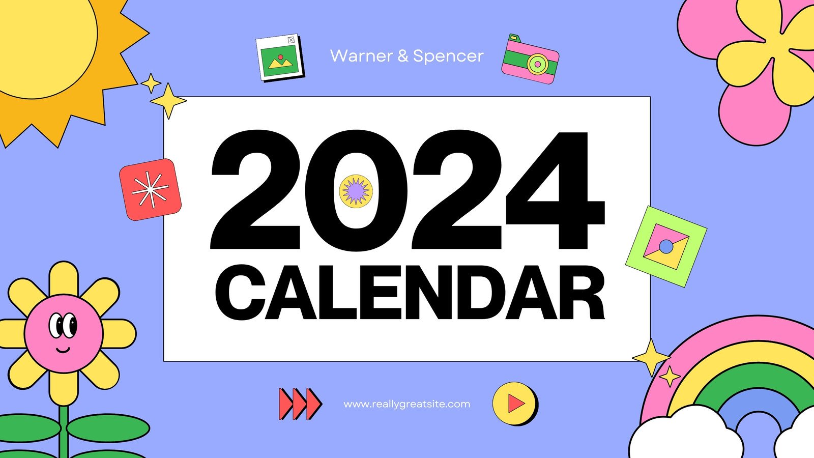 Colorful Playful Illustration 2024 Calendar