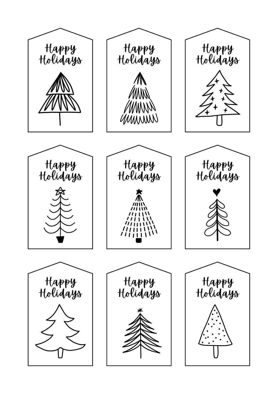 Kraft Gift Tags, Merry Christmas Gift Tags, Black and White Labels