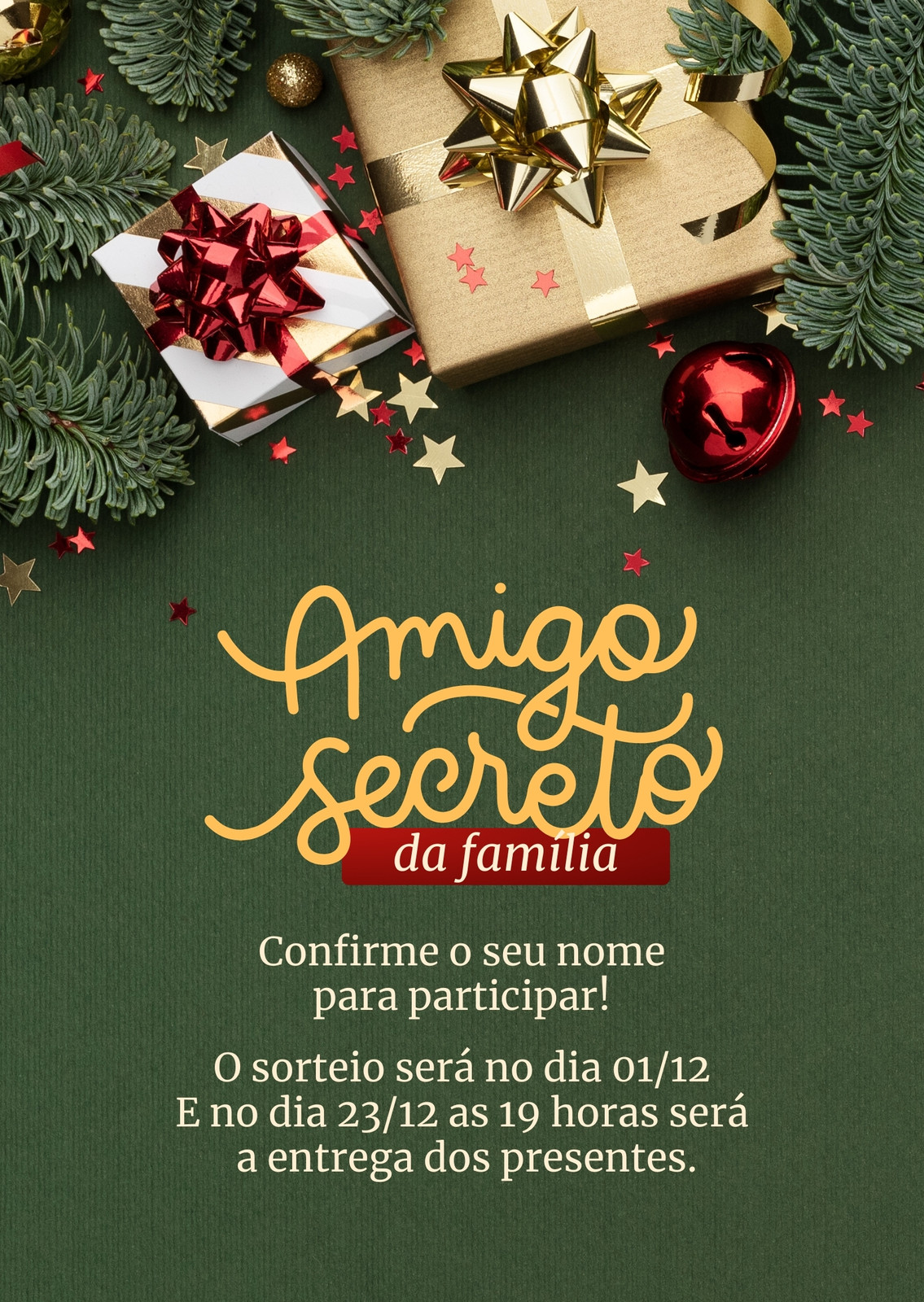 Convite Amigo Secreto Divertido Edite Online