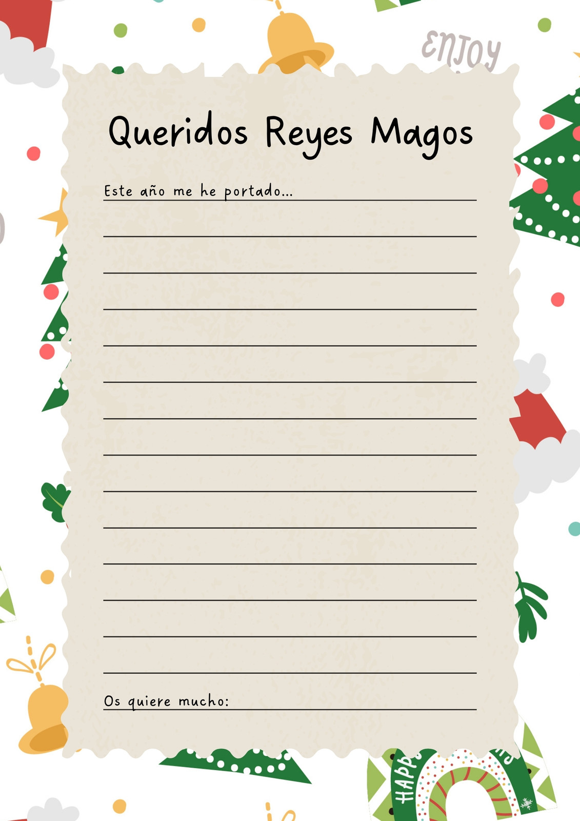 Carta Reyes Magos Infantil Navidad