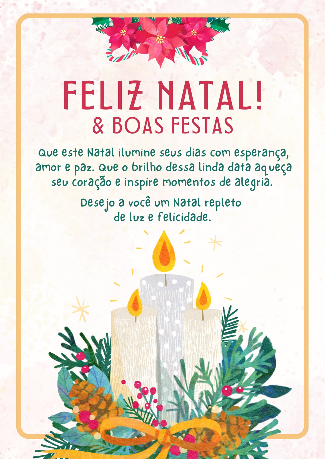 Feliz natal ilustração em português brasileiro com luzes de natal e