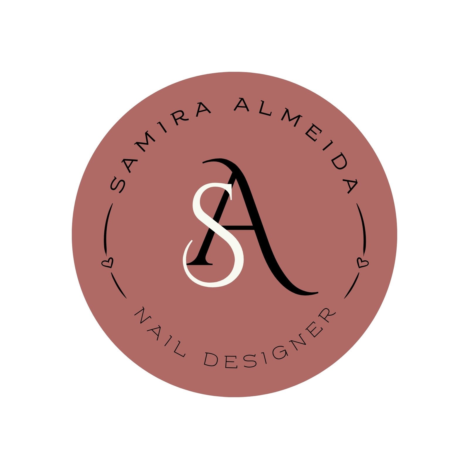 Logotipo Monograma Nail Designer Rosê e Preto
