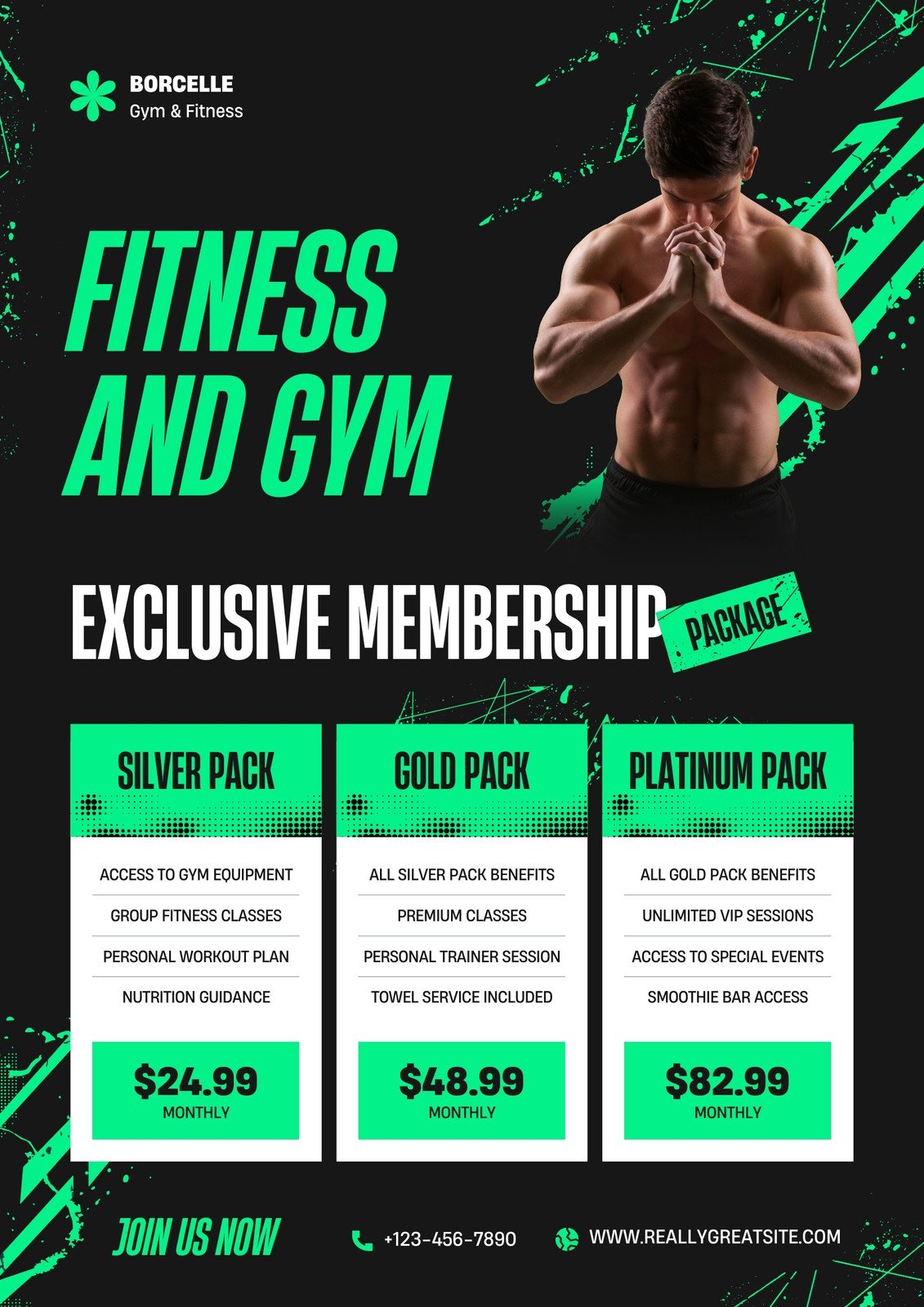 Black and Green Photo Fitness Membership Flyer