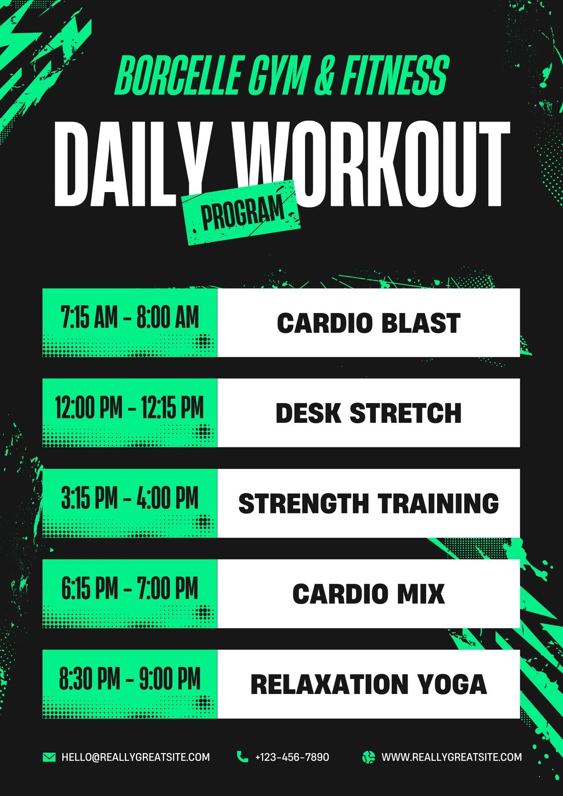 Black and Green Abstract Gym and Fitness Program Flyer