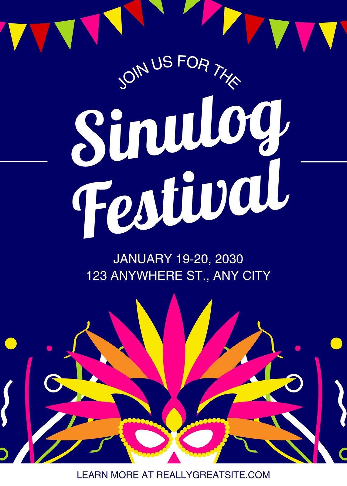Blue and Pink Modern Traditional Sinulog Festival Poster