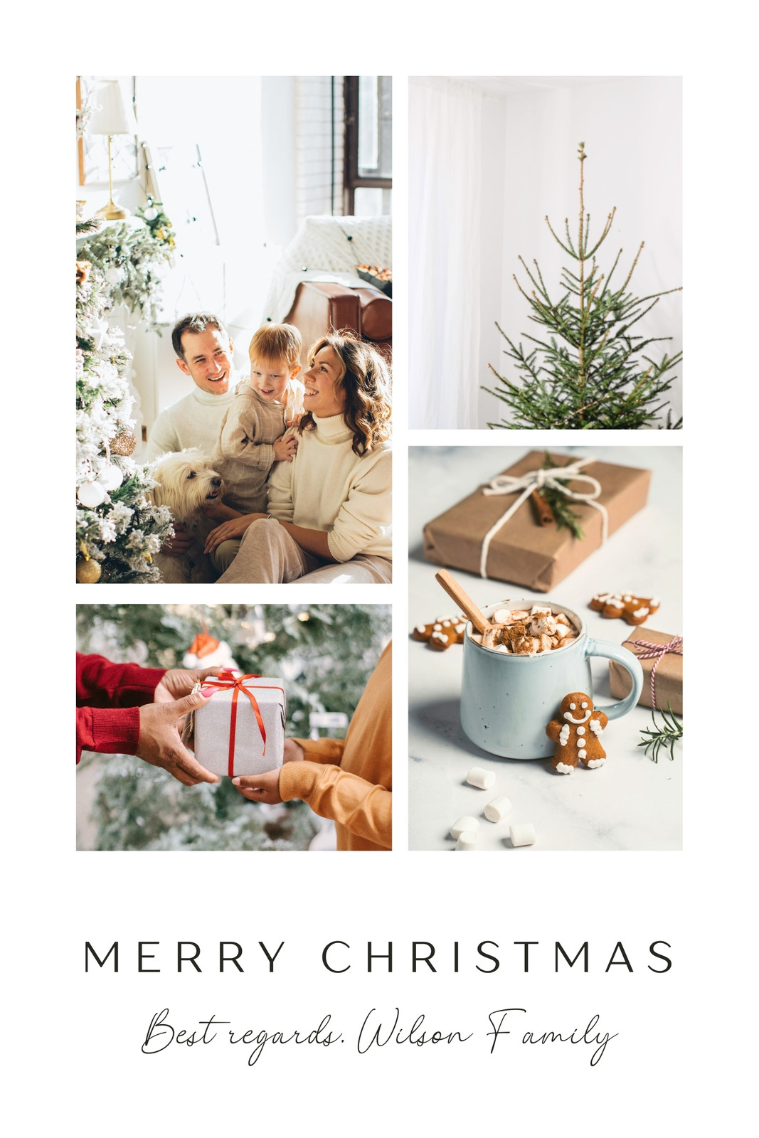 White Simple Collage Merry Christmas Card