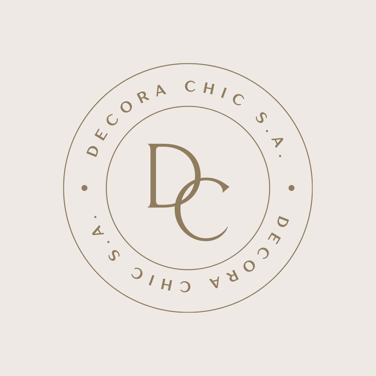 Beige y Café Clásico Circular Moda Fashion Logo