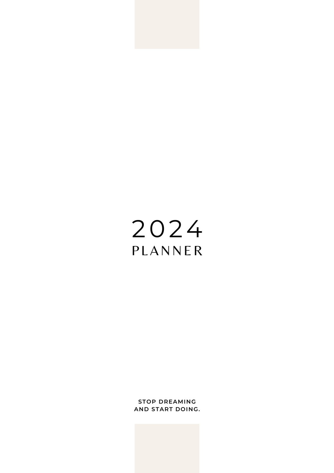 White and Beige Minimalist Calendar 2024 Monthly Planner