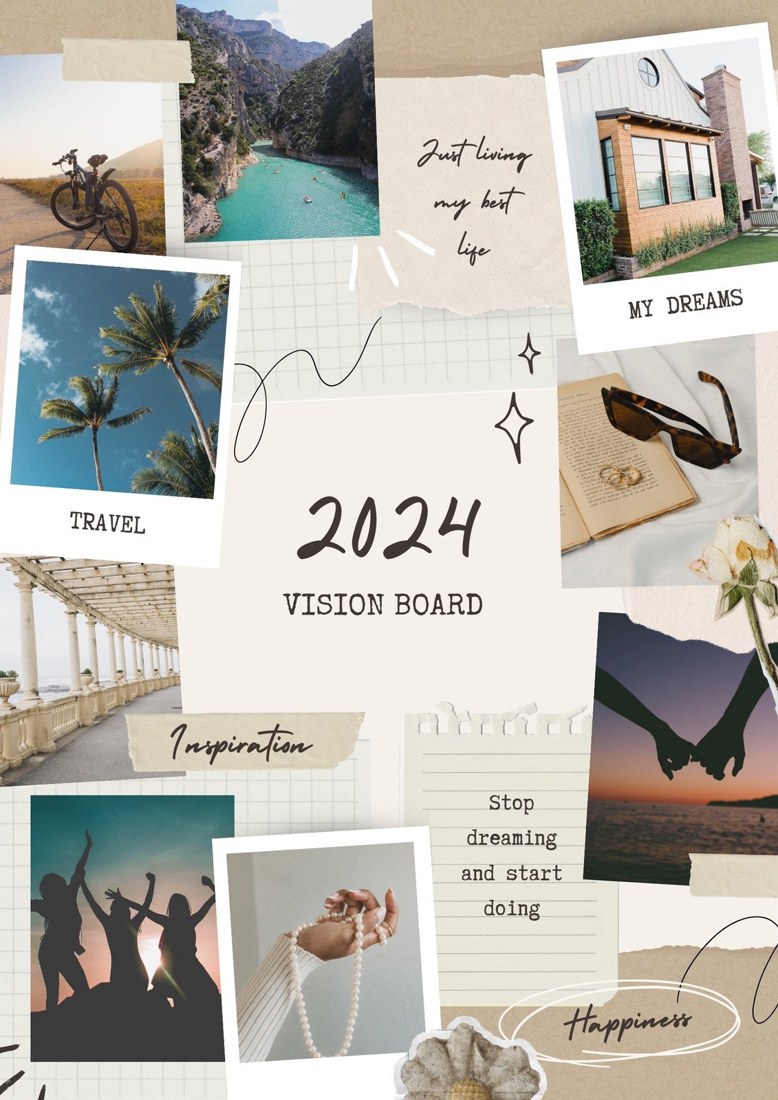 Printable 2024 THAT Girl Vision Board, 2024 Vision Board, 2024 Goals Board,  Aesthetic Vision Board 