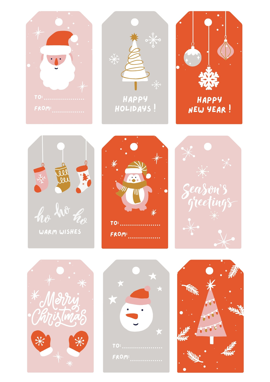 Holly Jolly Warm Wishes Gold and White Holiday Gift Tags