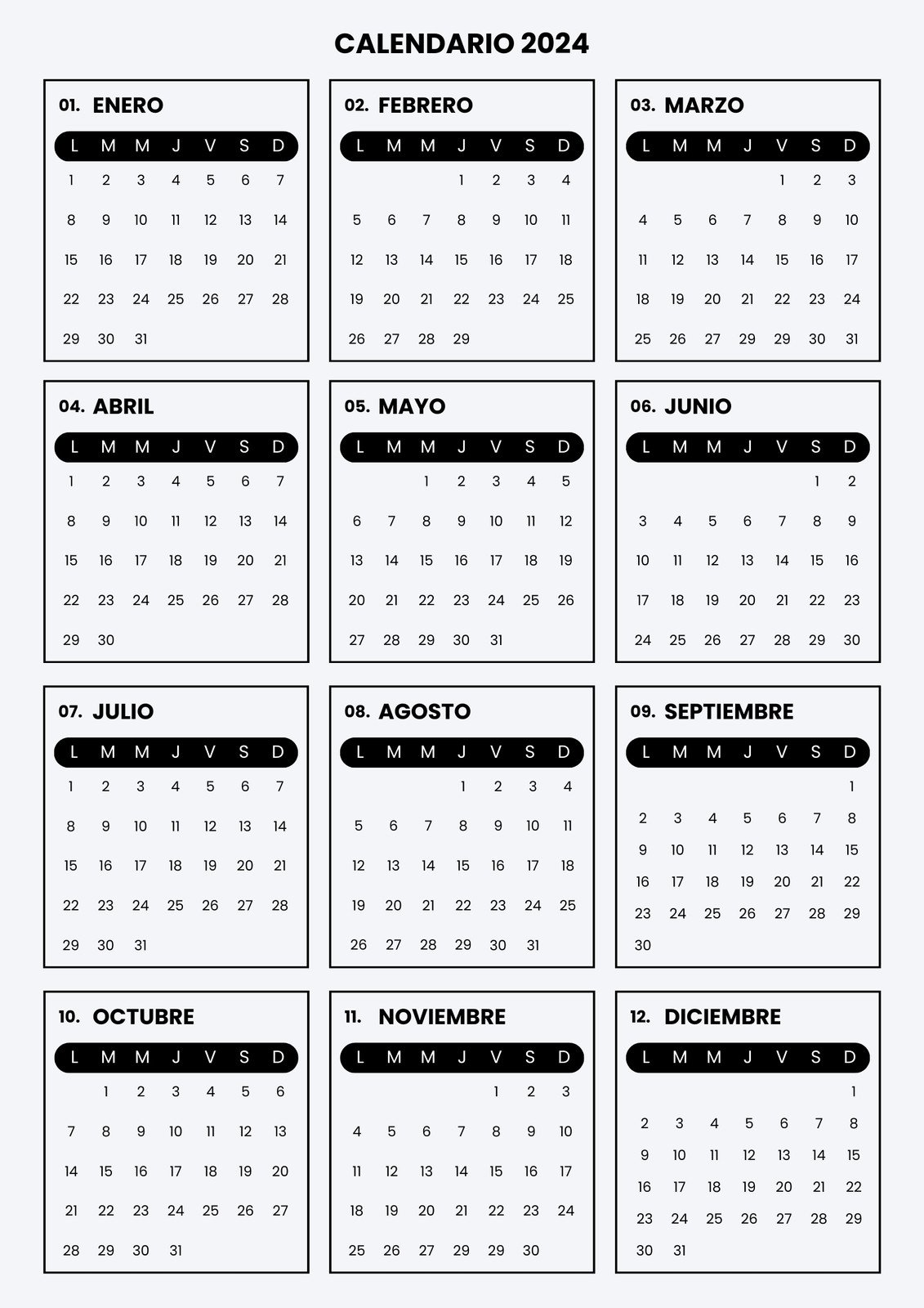 Plantillas de calendarios online y para imprimir