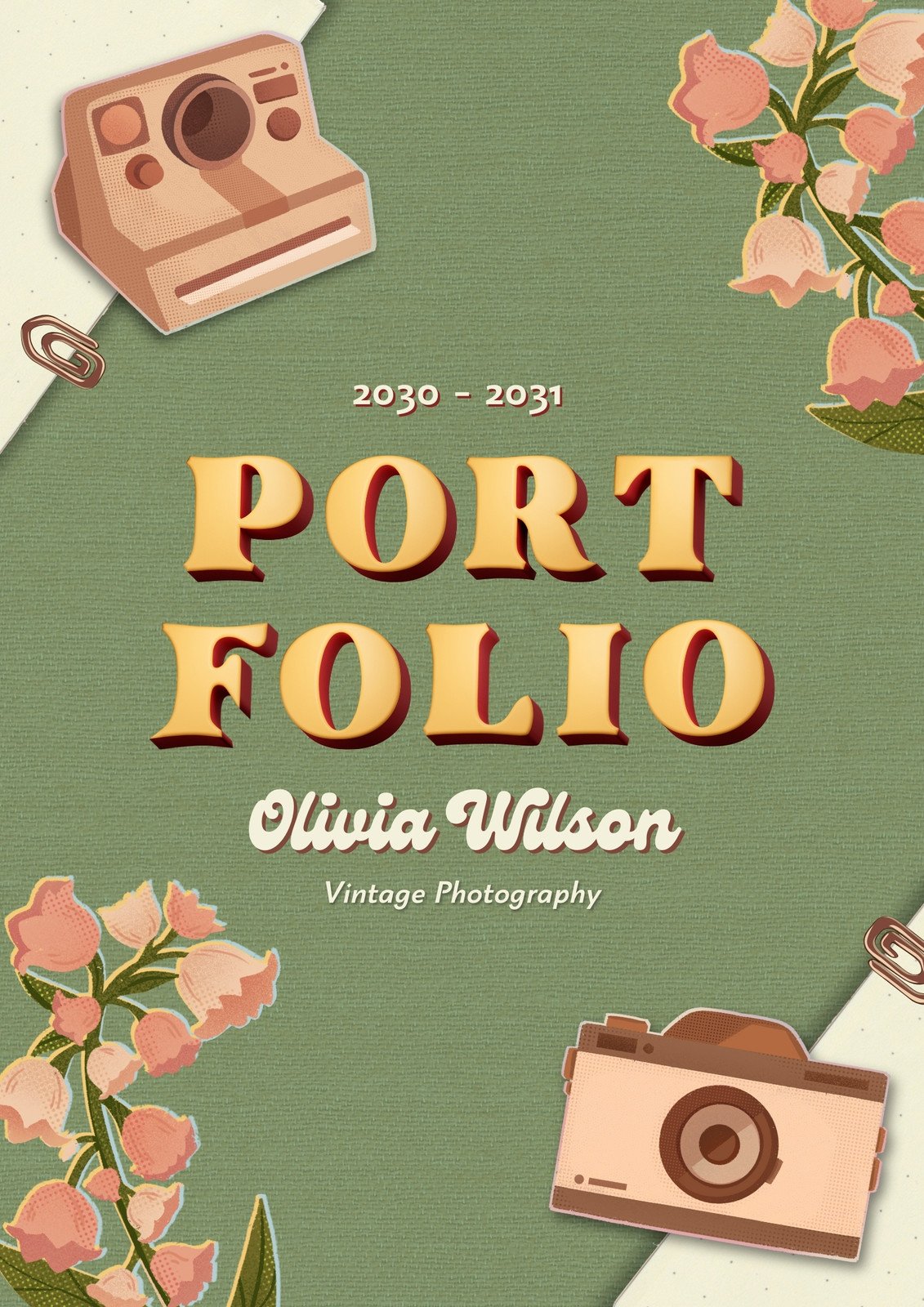 Green Vintage Photography Portfolio Cover A4 Document