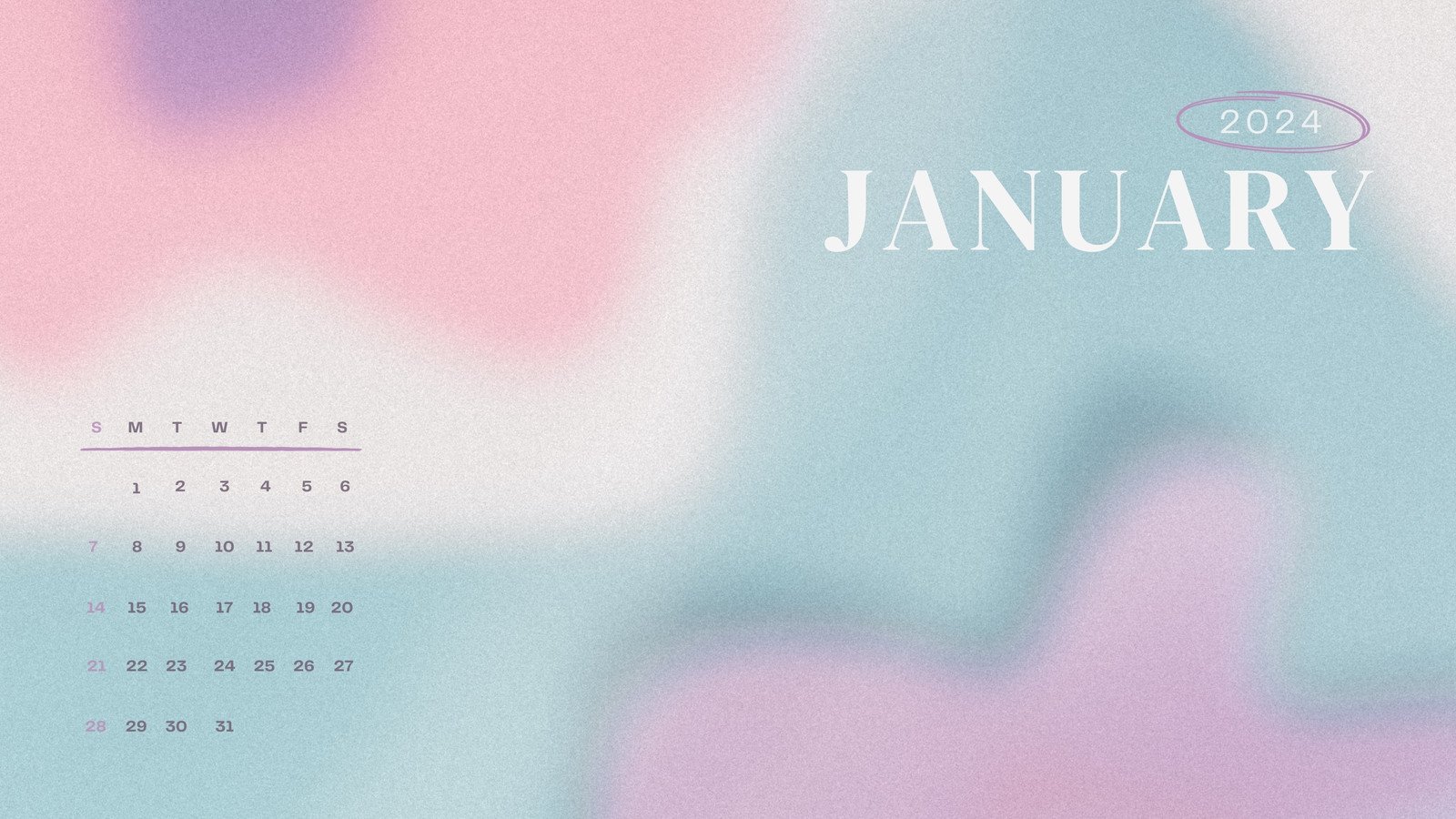 canva mint pink minimalist january calendar desktop wallpaper Ka