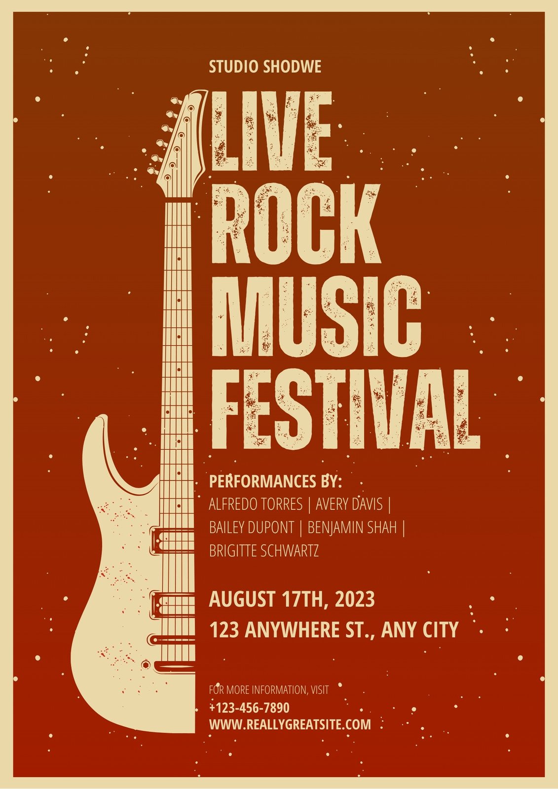 Brown Illustrative Live Rock Music Festival Poster