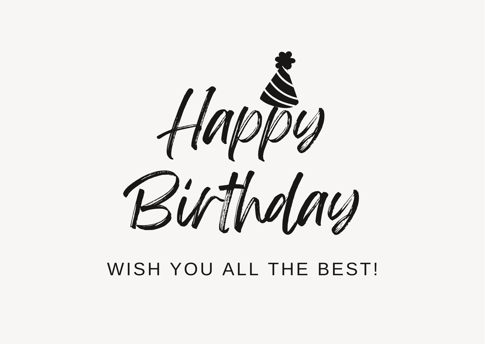 Black and White Typography Happy Birthday Card