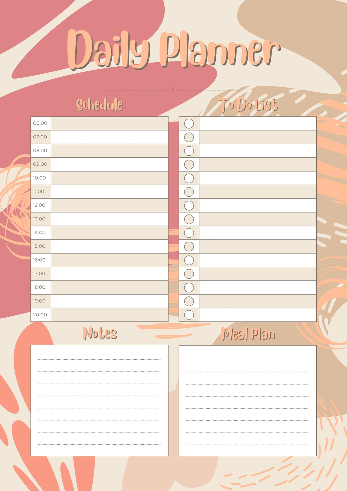 Free daily planner templates to customize