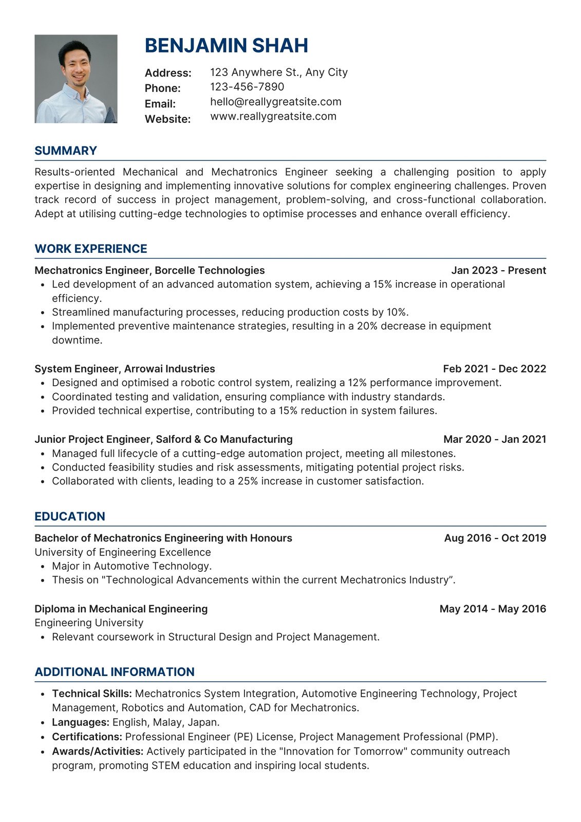 Blue and White Clean and Professional Resume