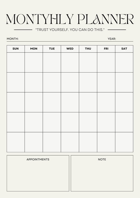 Page 3 - Free personalized monthly planner templates to print | Canva