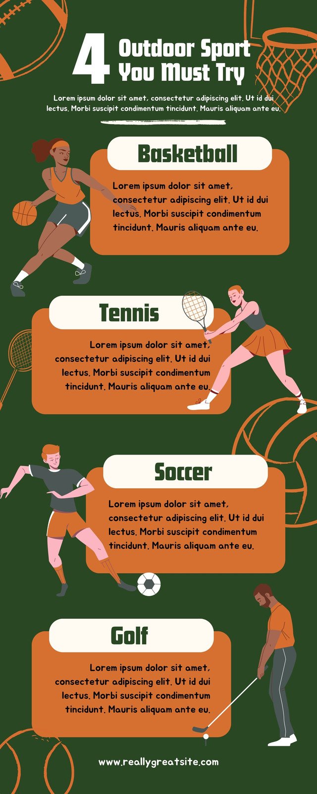 Green and Orange Modern Illustrative Outdoor Sport Infographic