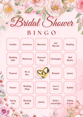 Customize 39+ Bridal Shower Bingo Card Templates Online - Canva