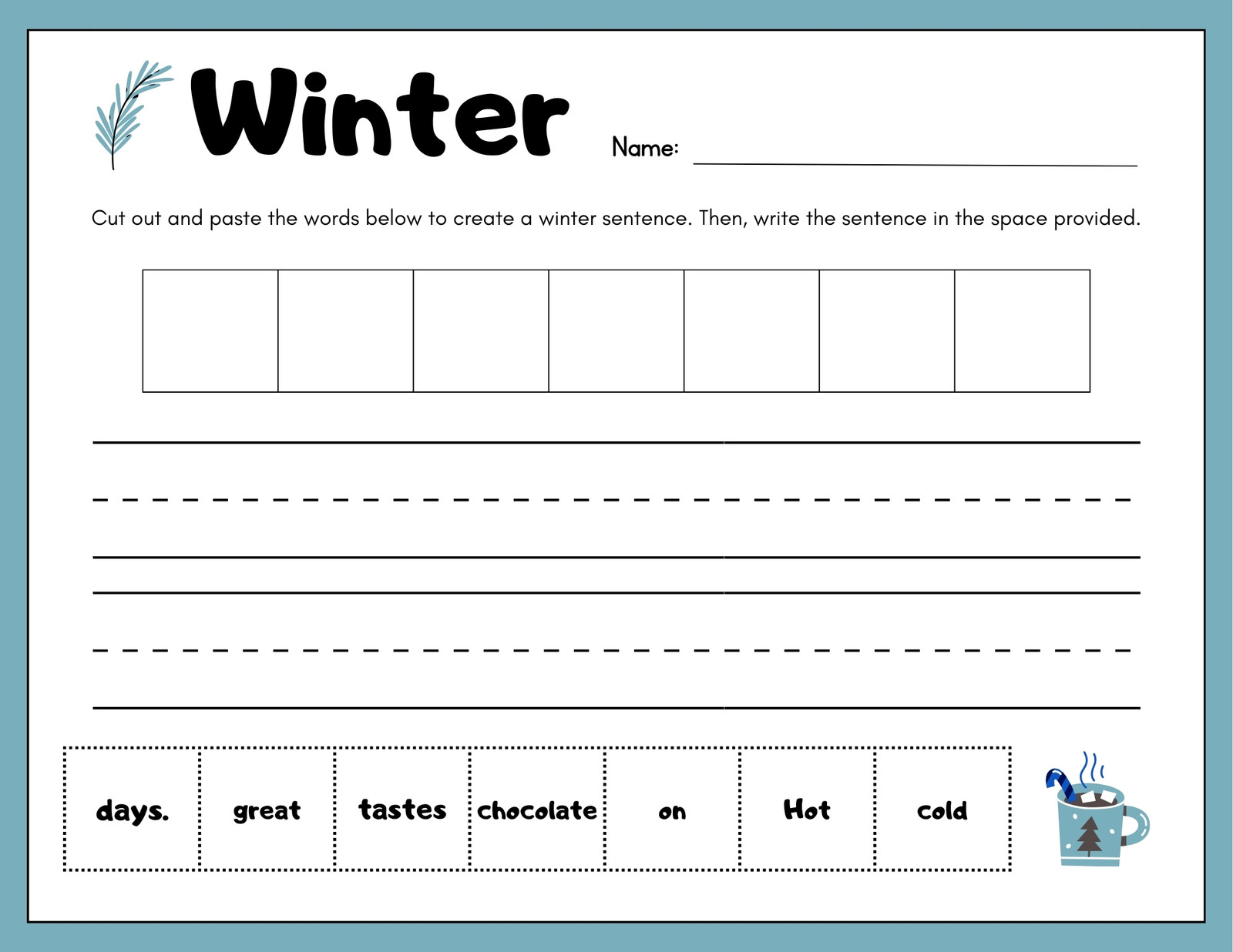 Winter Writing Sentences Worksheets